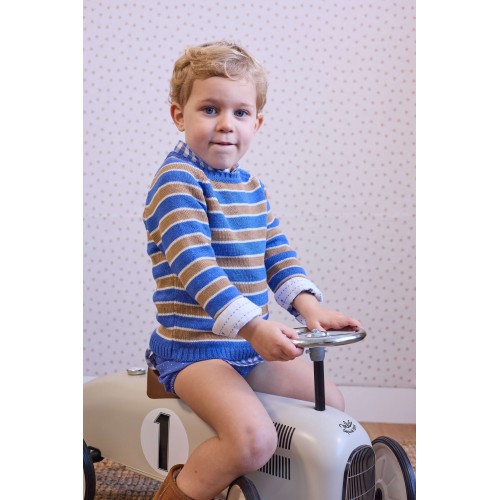 CHILDREN CHOCOLATE - Jersey rayas azul-camel