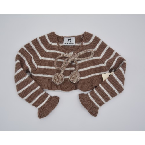 MONTPELLIER - Chaqueta Niña Corta rayas toffe - crudo