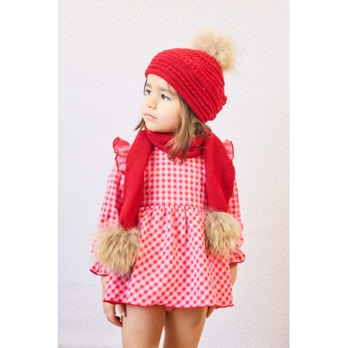 PINK & RED - Jesusito vichy fucsia-rojo + Braga tela