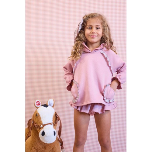 VIENA - Sudadera niña rosa volantitos
