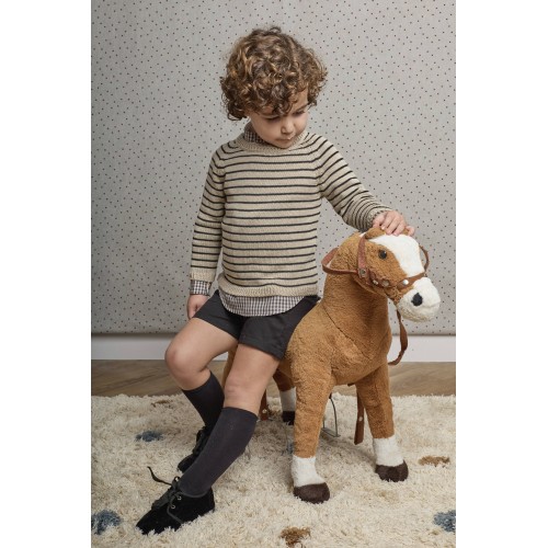 NANCY - Pant. mini corto negro + C. mao m/larga cuadros